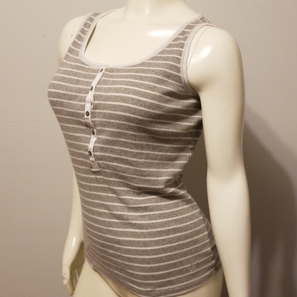 Vtg Gray & White Striped tank top Size 20